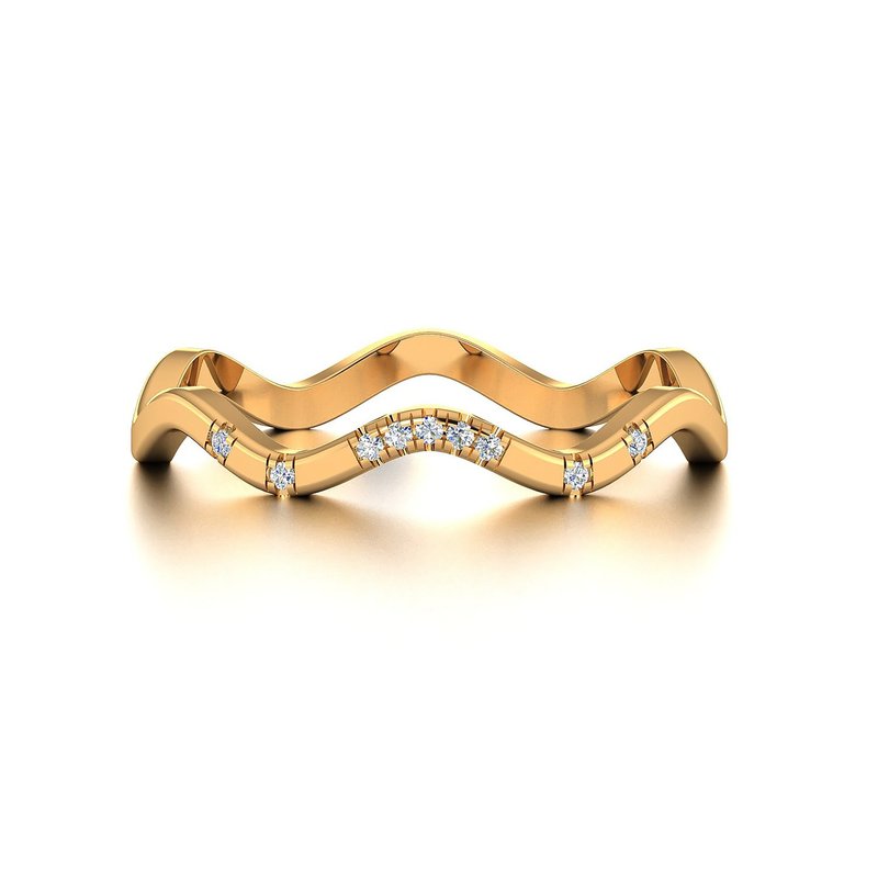 【PurpleMay Jewellery】18k金波浪形 鑽戒 對戒 - R042 - 戒指 - 鑽石 透明