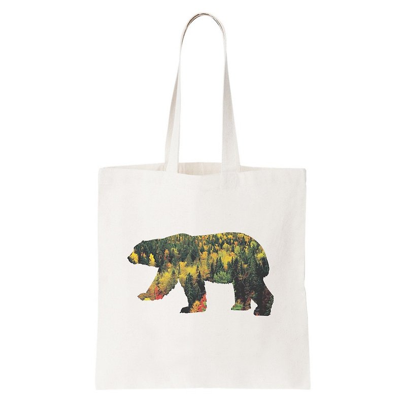 Bear Forest tote bag - กระเป๋าถือ - วัสดุอื่นๆ ขาว