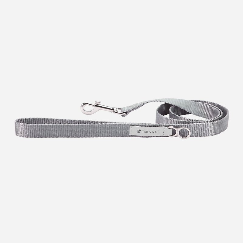 [Tail and me] Classic nylon belt leash silver gray M - ปลอกคอ - ไนลอน 