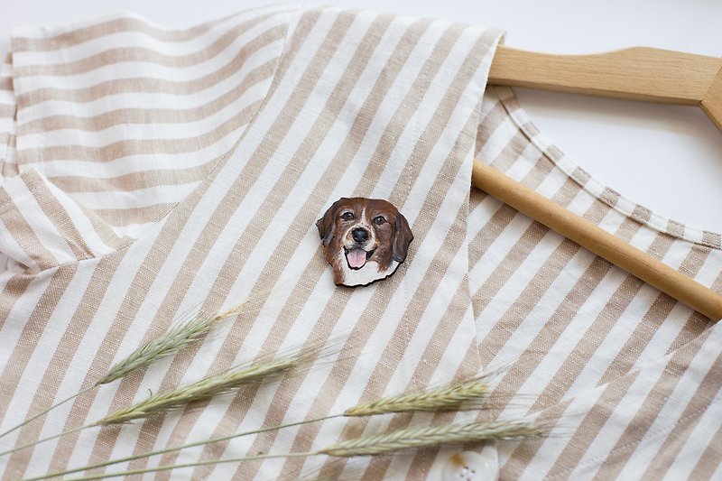 Wood Brooches - 【Custom】 Wooden Hand Painted Pet Pin