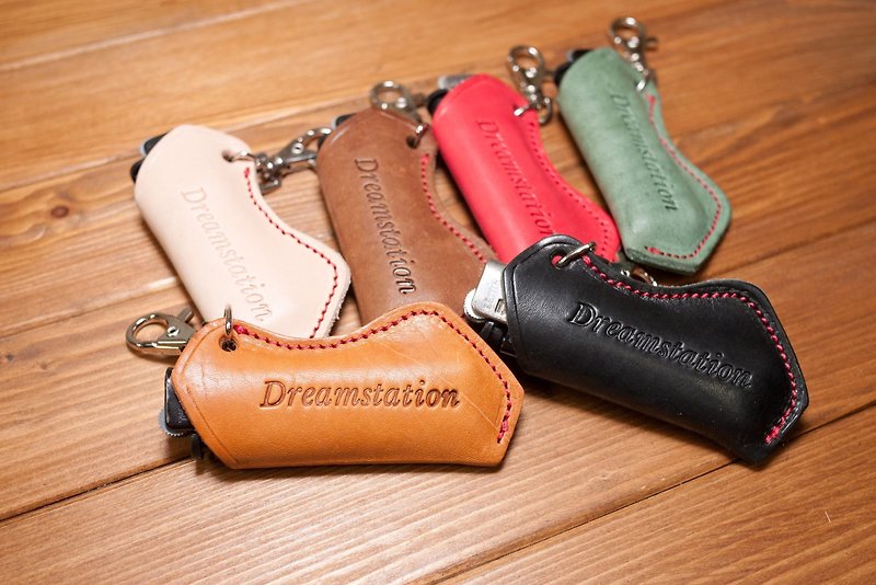 Dreamstation Leather Research Institute, Vegetable Leather Lighter Case, Key Ring, Key Ring - อื่นๆ - หนังแท้ สีส้ม