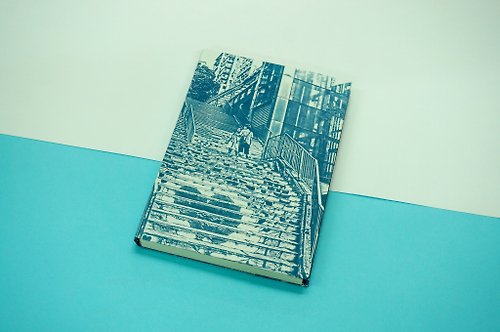 blackcred 香港 西環 樓梯上的情侶 藍曬藍印 手帳 手工筆記本