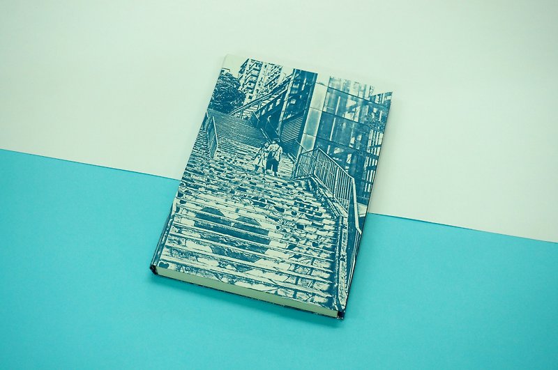 香港 西環 樓梯上的情侶  藍曬藍印 手帳 手工筆記本 - 筆記本/手帳 - 紙 