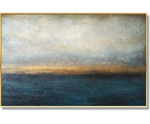 抽象画 青の絵画 灰色の絵画 海の絵画 夕焼けの絵画 - ショップ