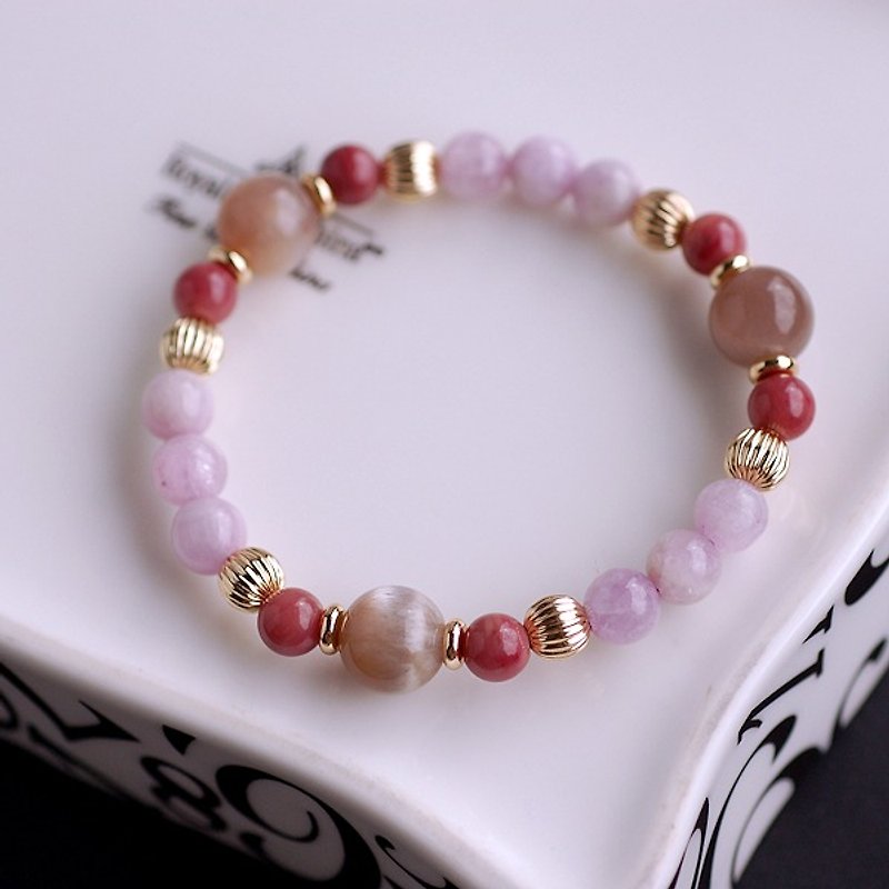 Purple Lihui*Cat's Eye Moonstone*Rose Stone Bracelet - Bracelets - Gemstone Purple