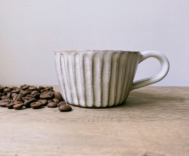 Short Ceramic Coffee Mug - Stripes