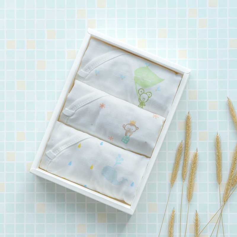 給寶寶的第一件衣服~100%純棉紗布衣禮盒附提袋(手繪款） - 彌月禮盒 - 棉．麻 