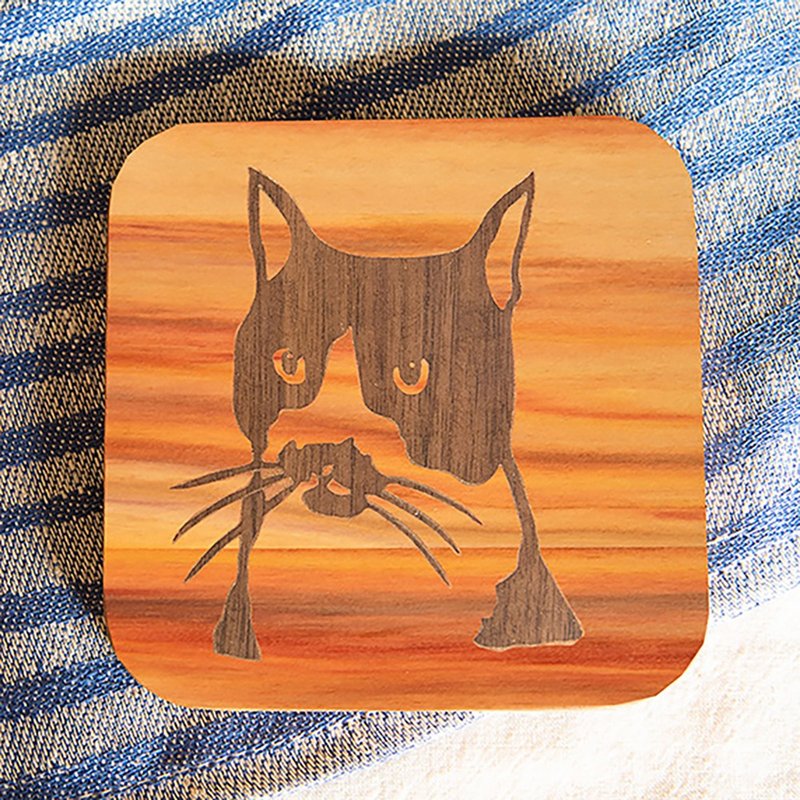 CatCOCO-Taiwania-Marquetry Coaster - Coasters - Wood 