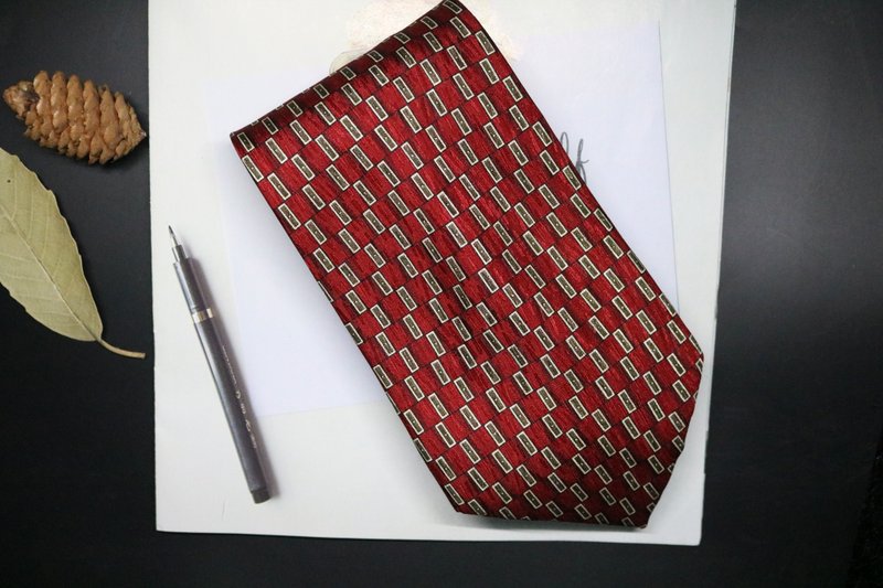 红色复古100%桑蚕丝领带时尚型男necktie - 領帶/領帶夾 - 絲．絹 紅色