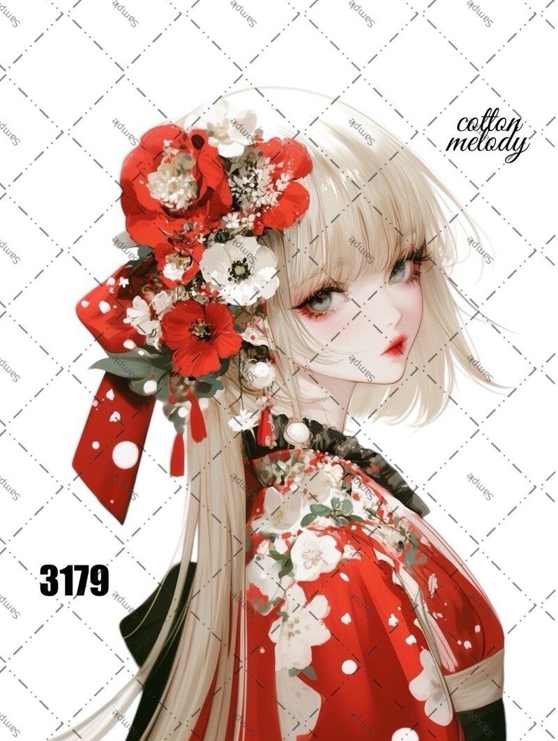 original sticker no.3179 人物ステッカー オリジナルステッカー オリジナル人物ステッカー 装飾ステッカー cotton melody - 貼紙 - 紙 