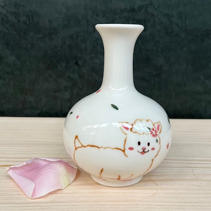 A Lu 羊咩咩陶花瓶/擺飾/禮物 原創手繪 限量款 - 花瓶/花器 - 陶 多色