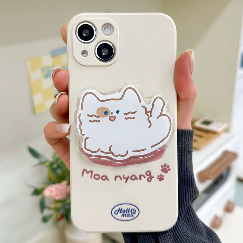 Blue eyes Cat iPhone 16/15/14/13/12/11/SE2 mobile phone case tok set all soft - 手機殼/手機套 - 矽膠 咖啡色