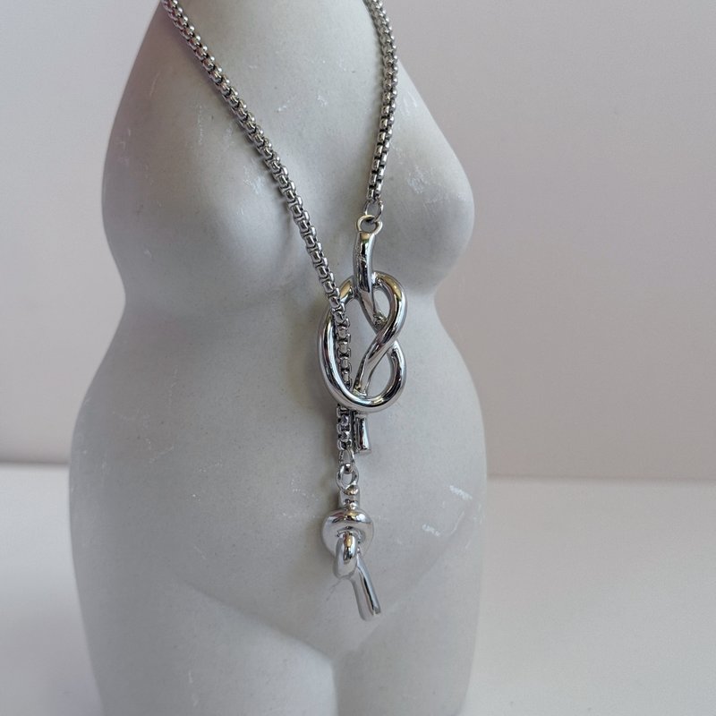 Long tassel zipper design necklace - Necklaces - Silver Silver