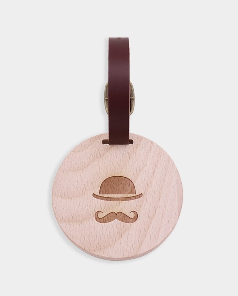 Round luggage tag/schoolbag tag/gift/back-to-school/Christmas gift - Other - Wood Brown