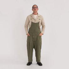 olive green linen overalls