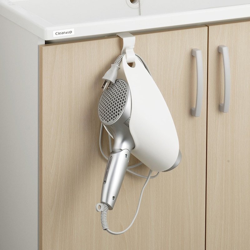 Japan INOMATA Japanese-made drill-free hair dryer storage hanging rack - Storage - Plastic White