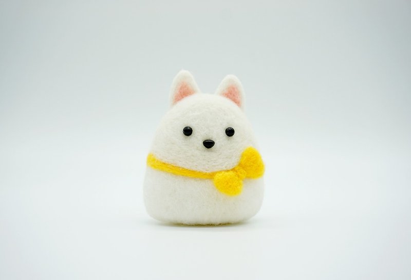Wool felt smile angel Samoyed dog dog home decoration pendant key ring pin brooch car decoration - Items for Display - Wool White