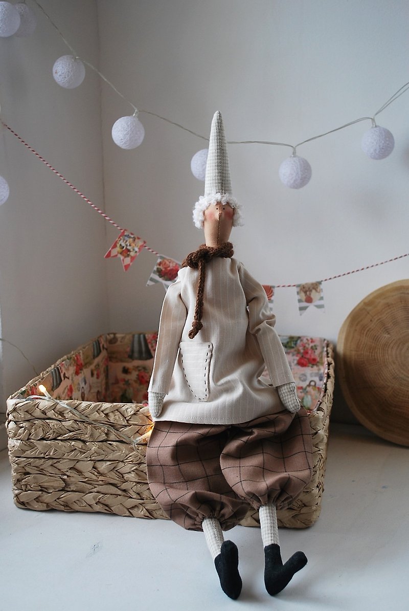 蒂爾達娃娃精靈聖誕老人手工原始娃娃聖誕斯堪的納維亞家居裝飾 - 公仔模型 - 棉．麻 多色