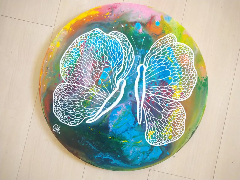 蝴蝶繪畫－像蝴蝶一樣生活 2 - 似顏繪/客製畫 - 棉．麻 多色