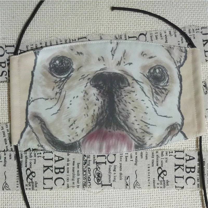 Flat-Fabric Masks-Dog Sketch Series ~ Can Put Filter Material (Mask Set 2) - หน้ากาก - ไฟเบอร์อื่นๆ 