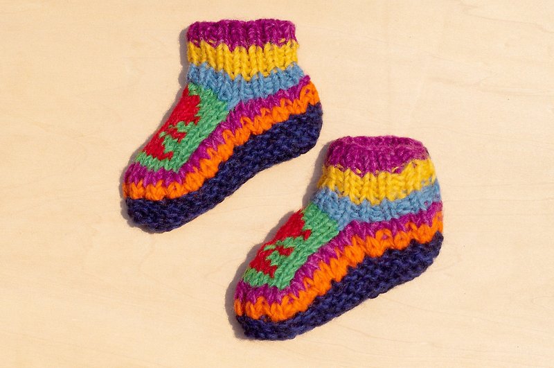Miyue Gift Box Miyue Gift Limited One Knitted Pure Wool Thermal Socks/ Children's Woolen Socks/ Children's Woolen Socks/ Inner Brush Socks/ Knitted Woolen Socks/ Children's Indoor Socks-Contrasting Color Fairytale Forest - รองเท้าเด็ก - ขนแกะ หลากหลายสี