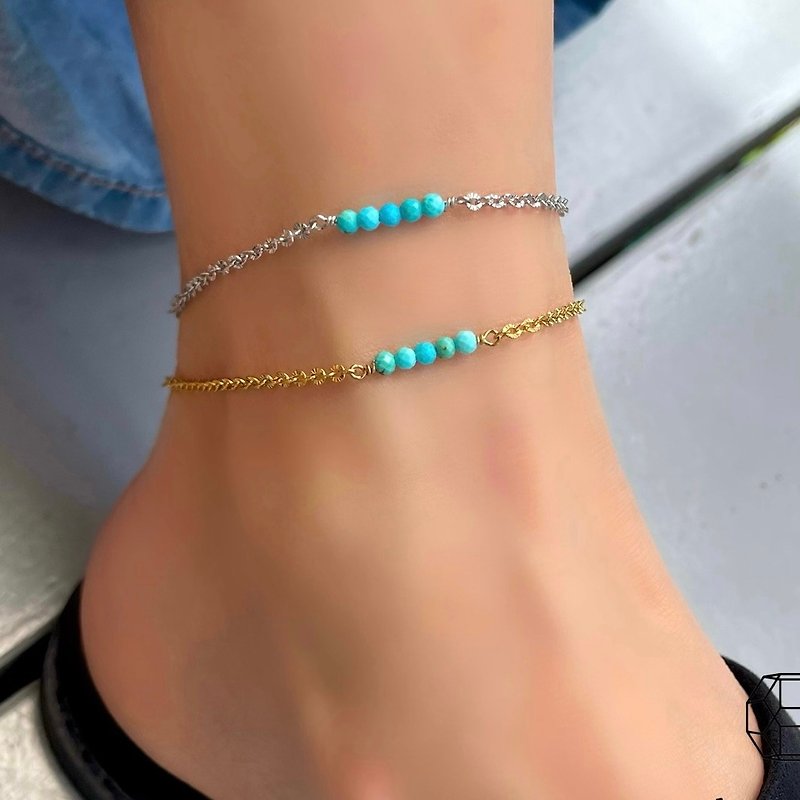 Custom crystal anklet. Choose your gemstone and Size. Real gemstone anklet - กำไลข้อเท้า - เครื่องเพชรพลอย สีทอง