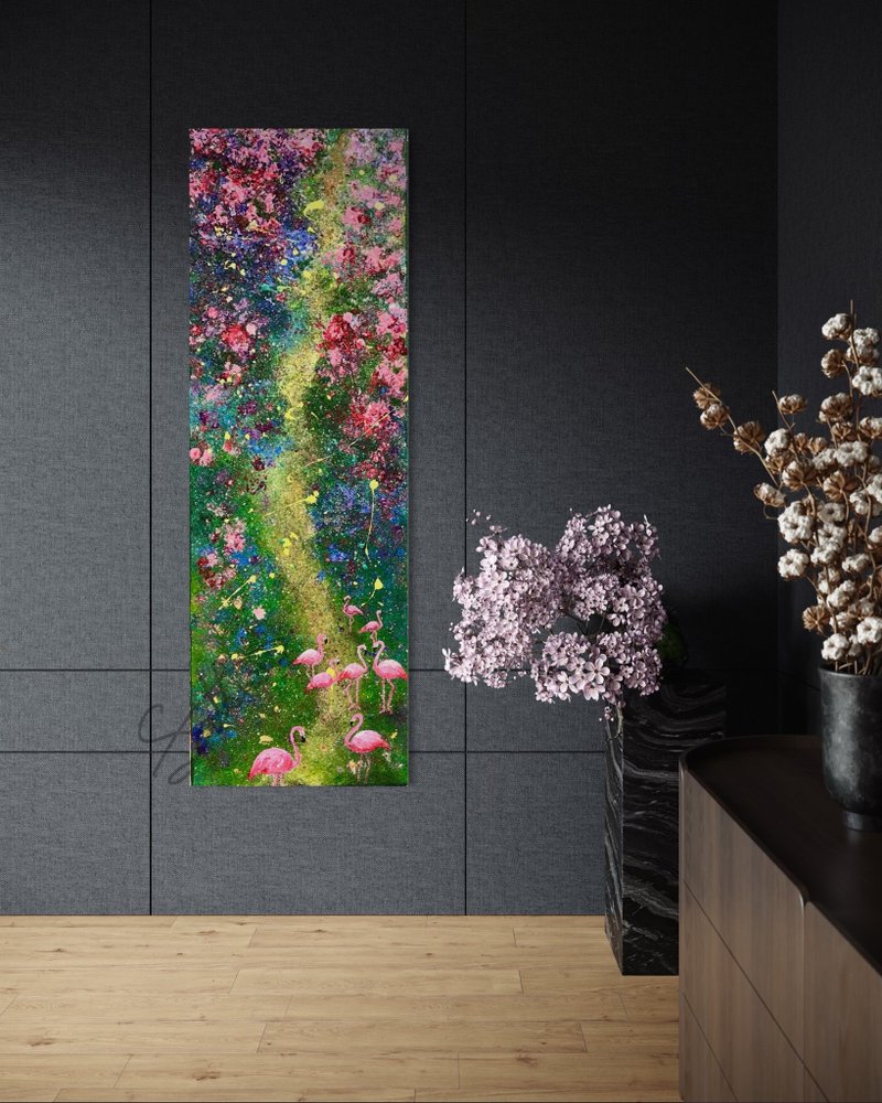 Flaming Glory: The Realm of Blush Cranes - Items for Display - Acrylic Multicolor