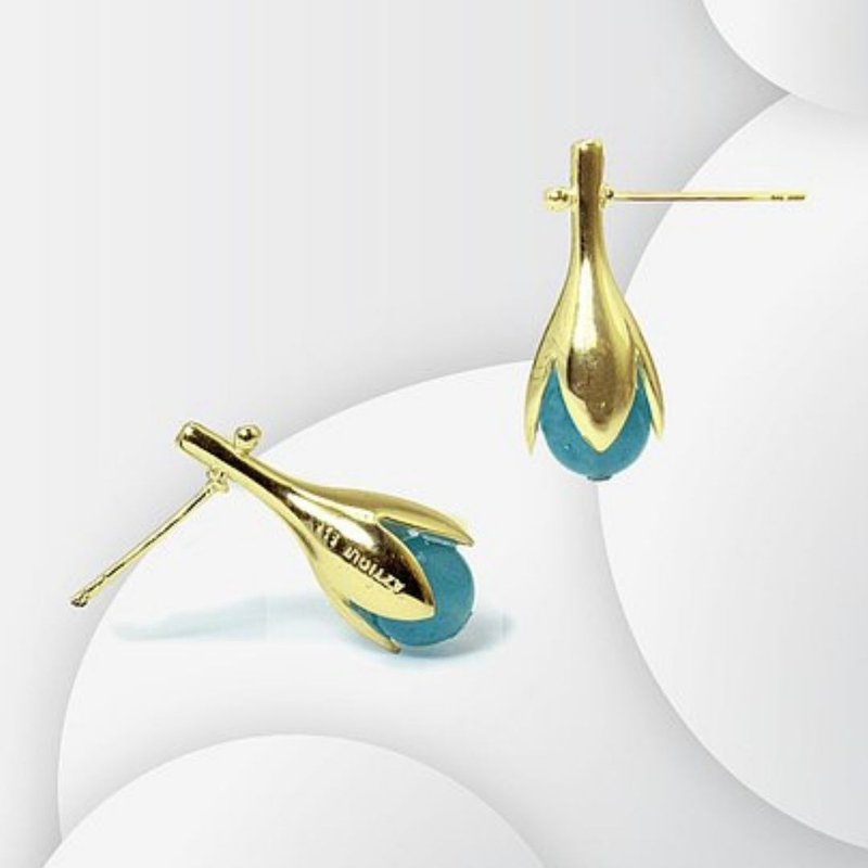 Silver earrings, Aquamarine earrings ,Lucky stone , stud earrings - 耳環/耳夾/耳骨夾 - 純銀 