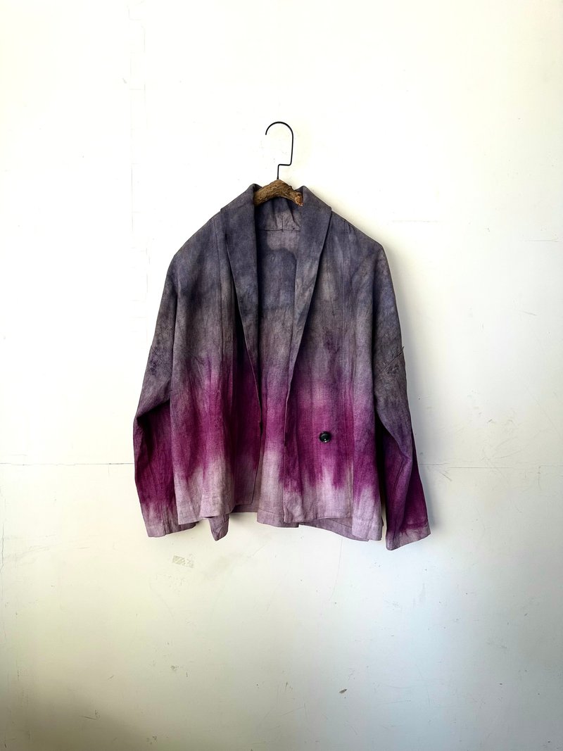 Elegant Hand-Dyed Jacket with Understated Style - Women's Tops - Cotton & Hemp 