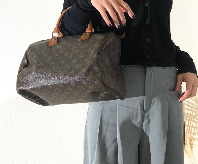 Directly from Japan, brand name used packaging] LOUIS VUITTON Monogram PVC  x Leather Speedy 35 Boston Bag Brown zt45t8 - Shop solo-vintage Handbags &  Totes - Pinkoi