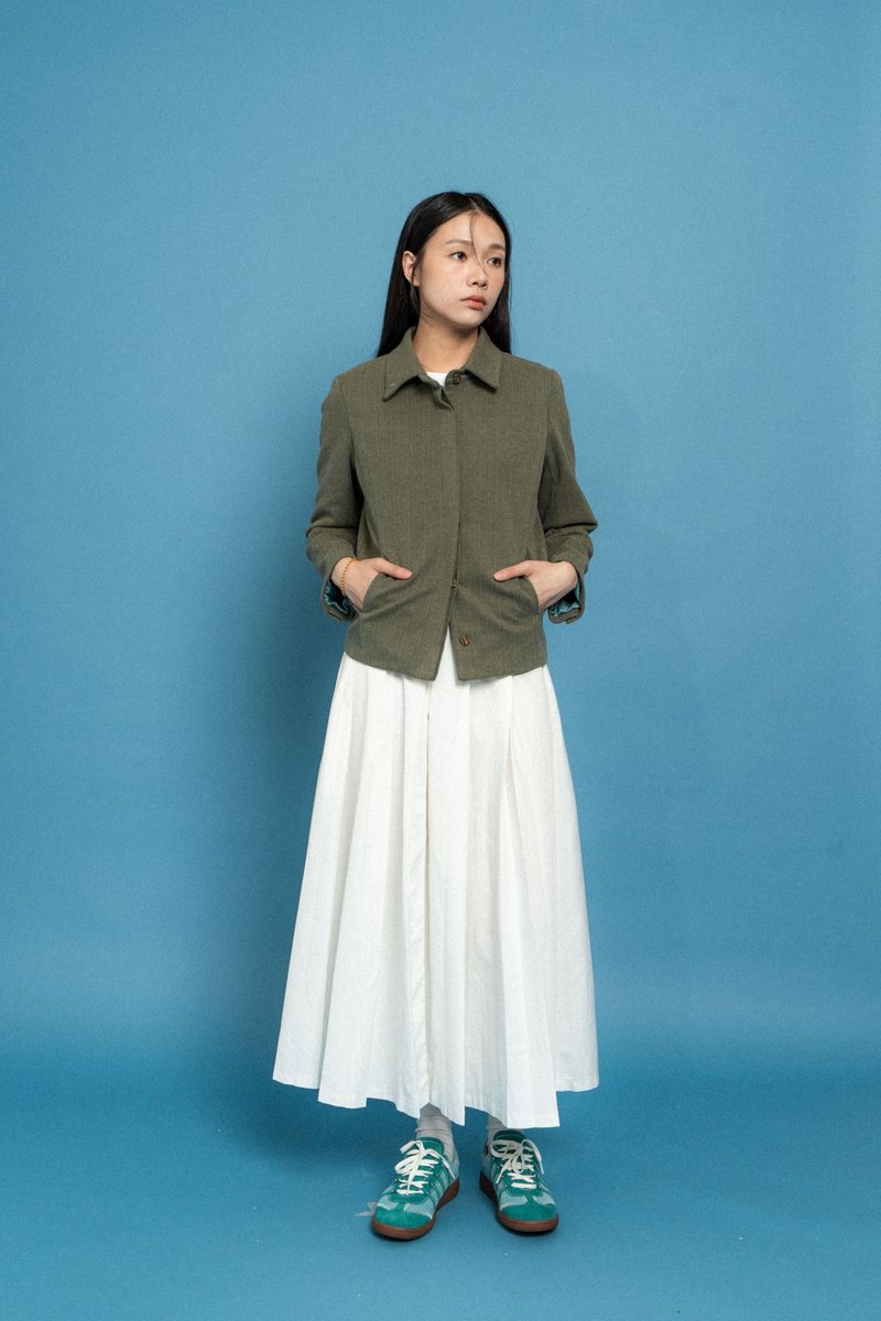 綠條紋西裝外套 Green Stripe-pattern blazer - 女西裝外套 - 其他材質 綠色