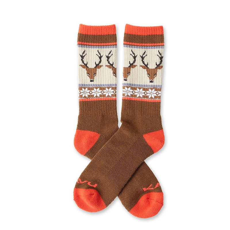 【西雅圖 KAVU】Moonwalk 保暖羊毛襪 歐鹿 #1068 - 襪子 - 羊毛 咖啡色