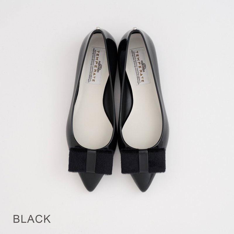 LAURA(BLACK) PVC POINTED TOE FLATS pointed toe pumps - รองเท้ากันฝน - วัสดุกันนำ้ สีดำ