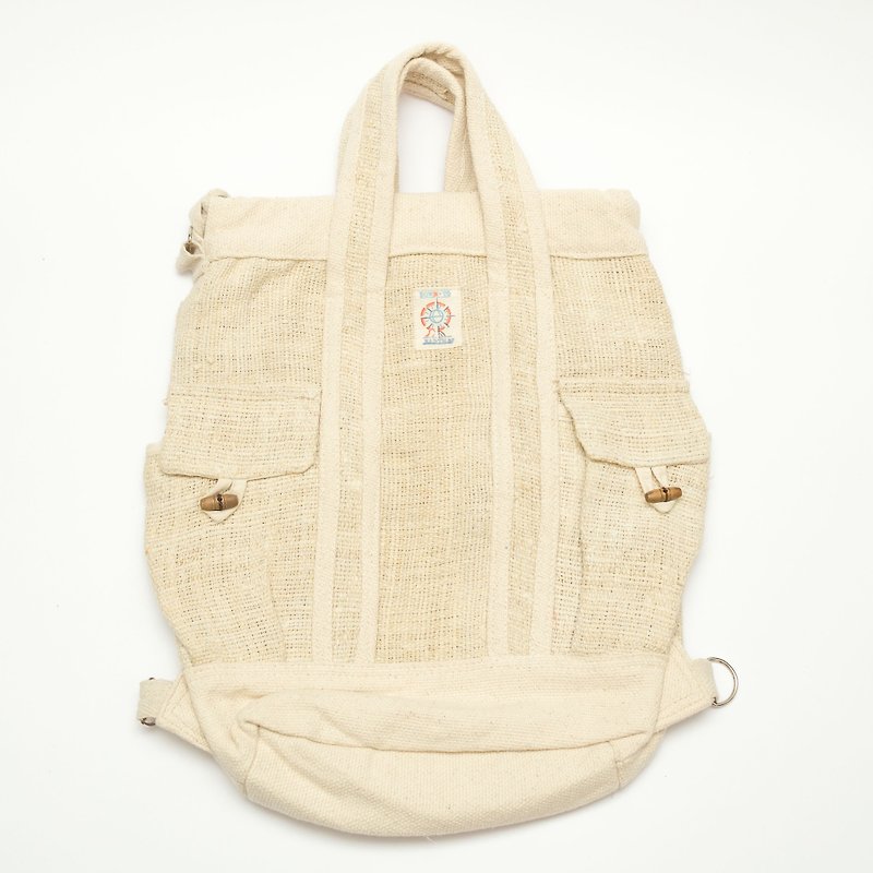 Hemp 3 ways String Pack (Natural) - Backpacks - Cotton & Hemp White