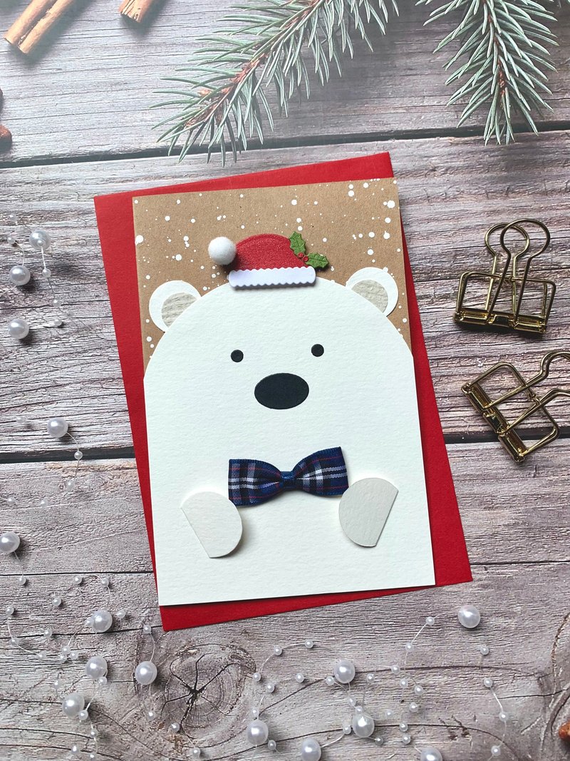 Christmas Card/Polar Bear CardChristmas silly Polar Bear - การ์ด/โปสการ์ด - กระดาษ ขาว