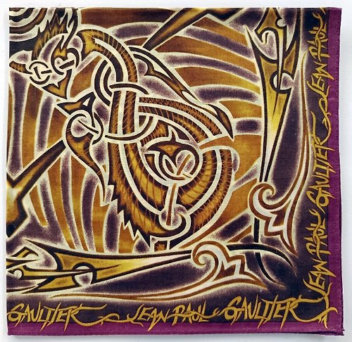 orangesodapanda Jean Paul Gaultier Vintage Handkerchief Celtic Art 19 x 19 inches