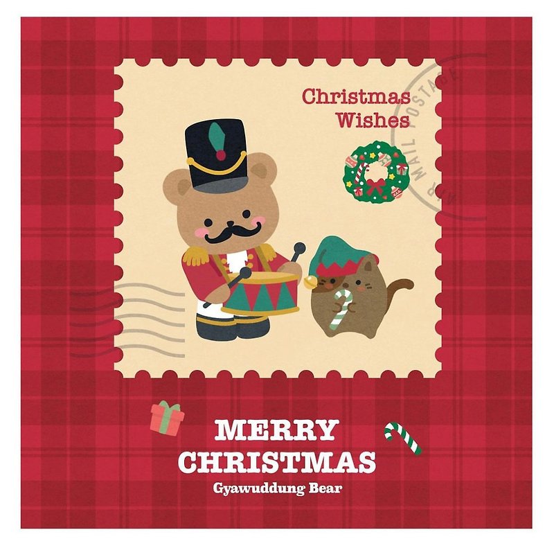 嘟嘟小熊正方形聖誕卡-紅 - 卡片/明信片 - 紙 紅色