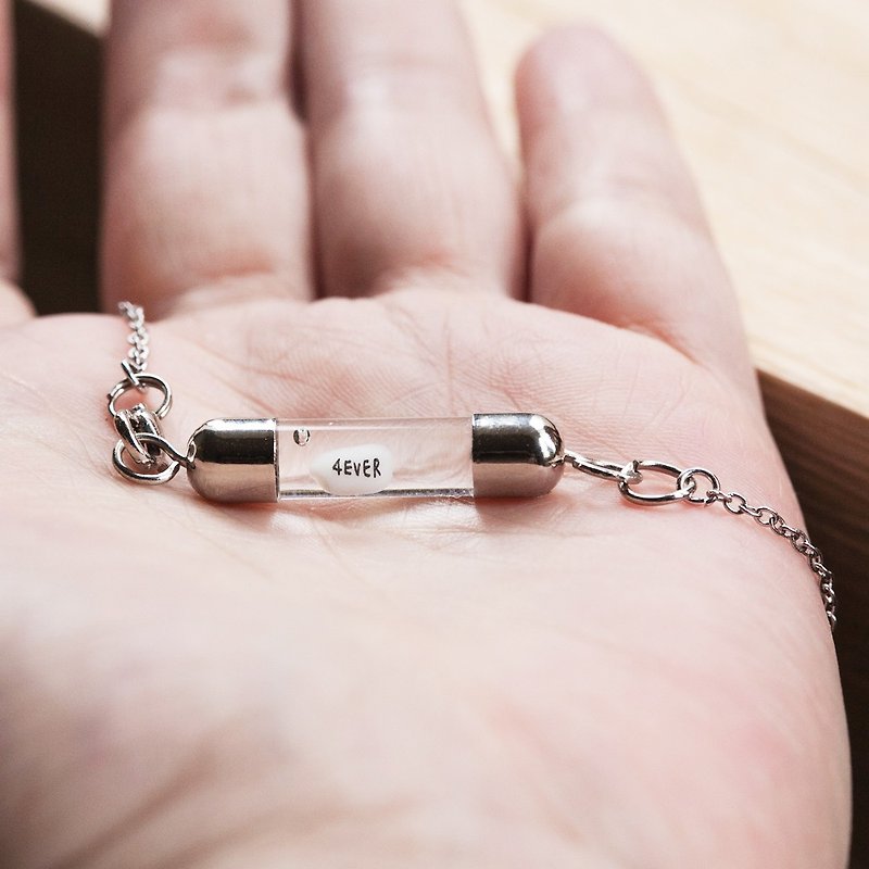 Alloy/925 sterling silver double-head rice carving bracelet [customized name engraving] neutral chain length can be changed - สร้อยข้อมือ - แก้ว สีเงิน