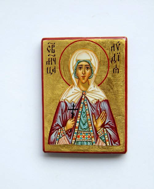 Orthodox small icons hand painted orthodox wood icon Saint Holy Martyr Lydia Religious pocket art