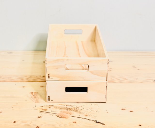 穴あき取手付木箱 No.3 [37×22×9] - 木工シリーズ - お家に