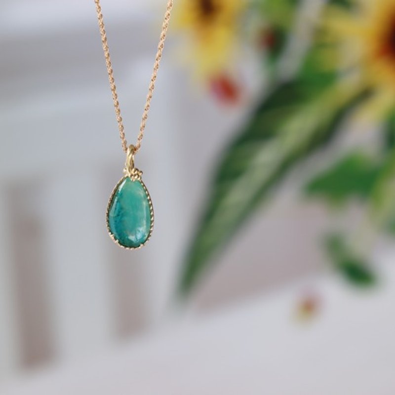 Pinkoi Proxy Purchase - Gem Silica (Chrysocolla Quartz) Pendant Top [K18] - Necklaces - Gemstone 