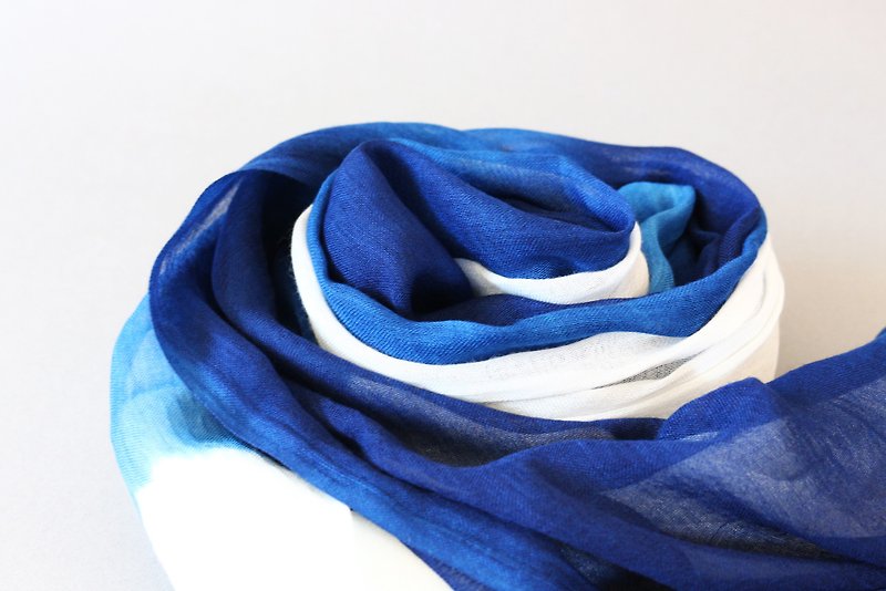 藍染圍巾 - 藝術渲染 - 其他 - 棉．麻 藍色