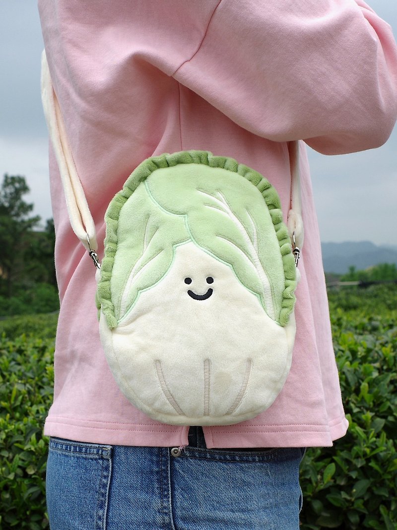 Yuguoshan Original Cabbage Plush Messenger Bag Cute Storage Bag College Student Shoulder Messenger Bag Funny Stationery Bag - Messenger Bags & Sling Bags - Other Materials 