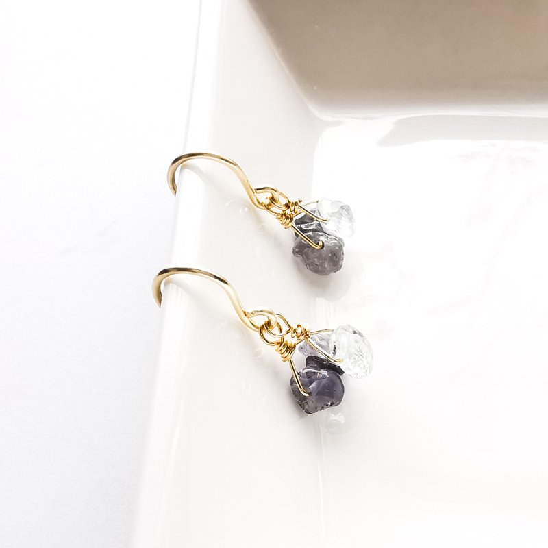 Iolite and Aquamarine Earrings - ต่างหู - เครื่องประดับพลอย สีน้ำเงิน