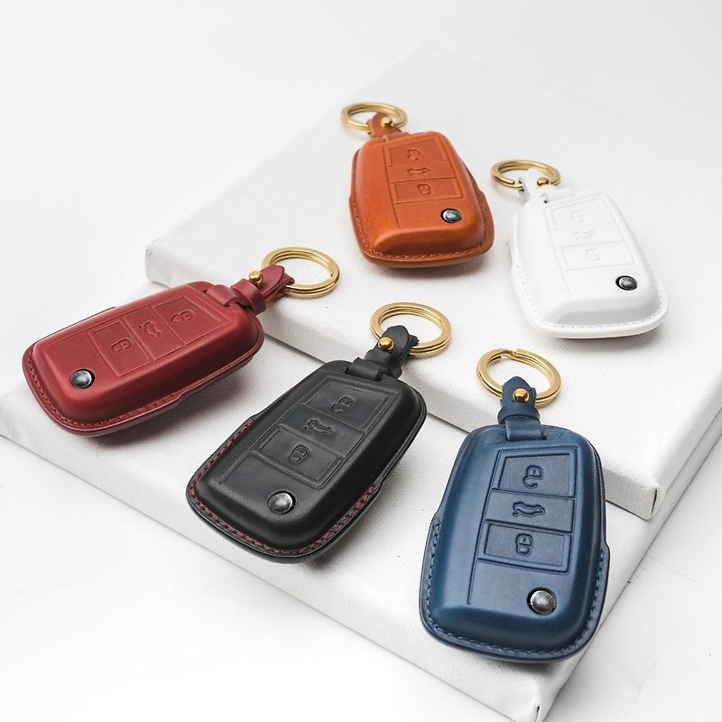 Volkswagen T-ROC GTI GolfR Tiguan T-Cross Key Leather Case - Keychains - Genuine Leather 