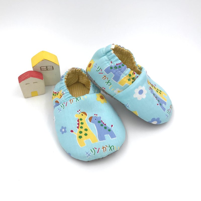 QQ Giraffe-Toddler Shoes/Baby Shoes/Baby Shoes - รองเท้าเด็ก - ผ้าฝ้าย/ผ้าลินิน สีน้ำเงิน