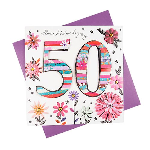 205剪刀石頭紙 立體卡 繽紛花園-50歲【paper rose-歲數卡片 生日祝福】