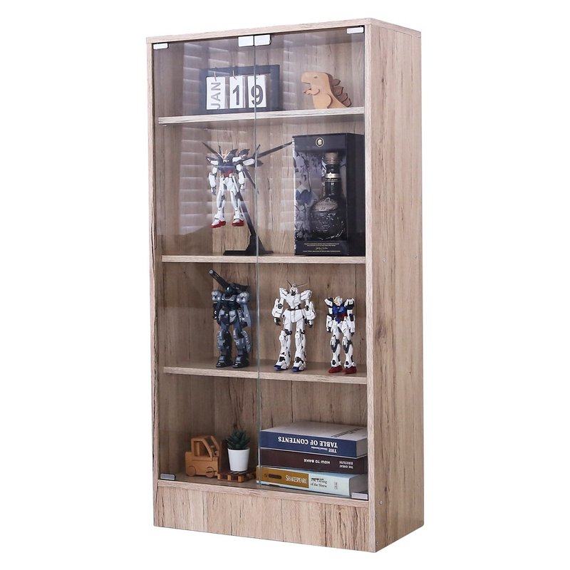 [Wei Man] MIT low formaldehyde double door glass storage cabinet display cabinet cabinet glass cabinet doll cabinet - Other Furniture - Other Materials Brown