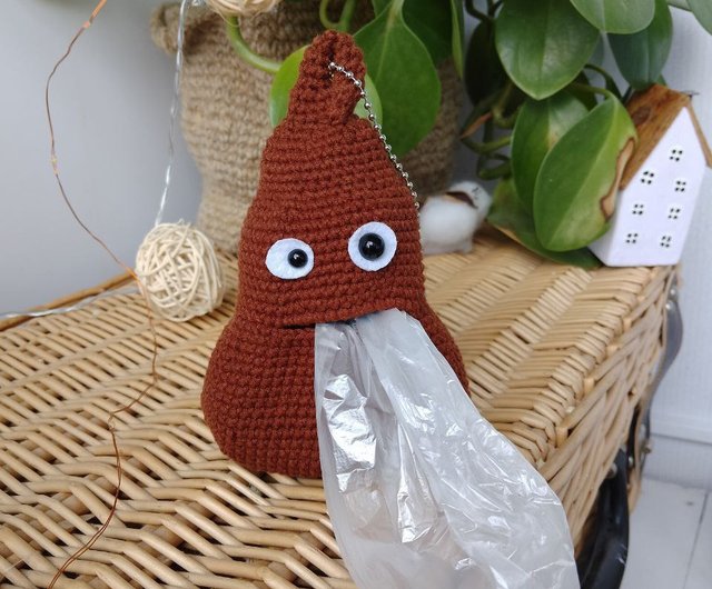 Crochet Poop bag holder Dog waste bag holder Dog poop emoji poop