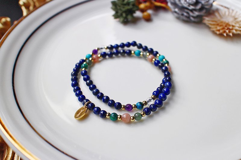<Slow temperature natural stone series>C1169 lapis lazuli bracelet - Bracelets - Gemstone 